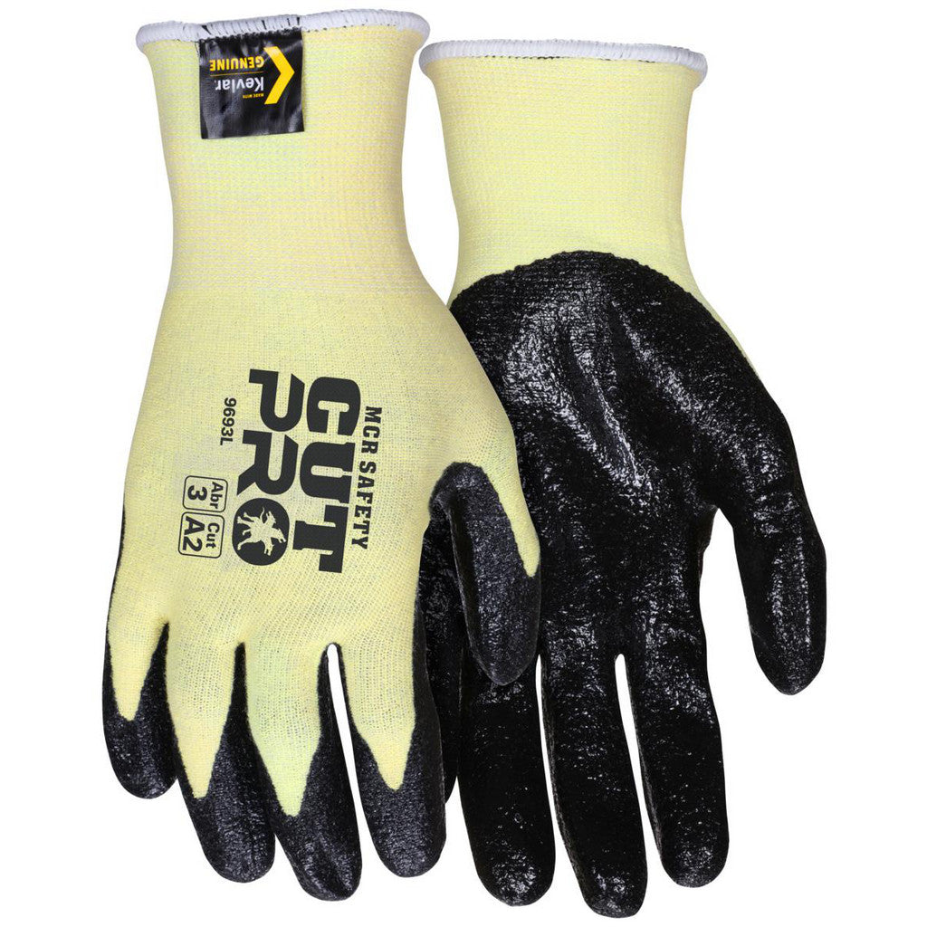 MCR Safety 9693S Cut, Puncture & Abrasion-Resistant Gloves: Memphis CutPro, Cut A2, Puncture 2, Abrasion 3, 15 ga, Size Small, 10.5" Long