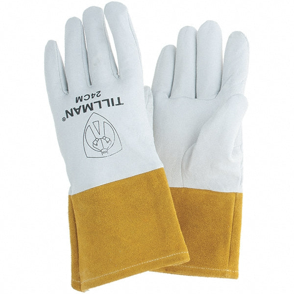 TILLMAN 24CM Welding Gloves: Size Medium, Leather & Synthetic Leather, Pair