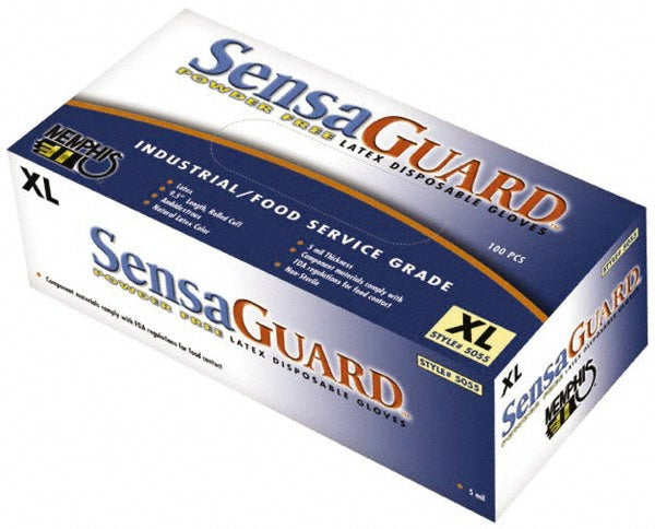 MCR Safety 5055L Disposable Gloves: Size Large, 5.0 mil, Latex, Food, Powder-Free