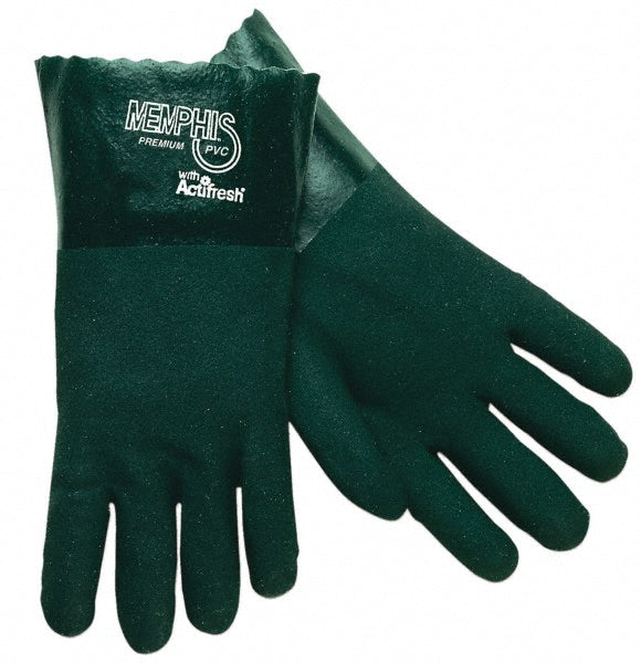 MCR Safety 6414 Chemical Resistant Gloves: Memphis Size Large, 59.0000 mil, Polyvinylchloride, Supported