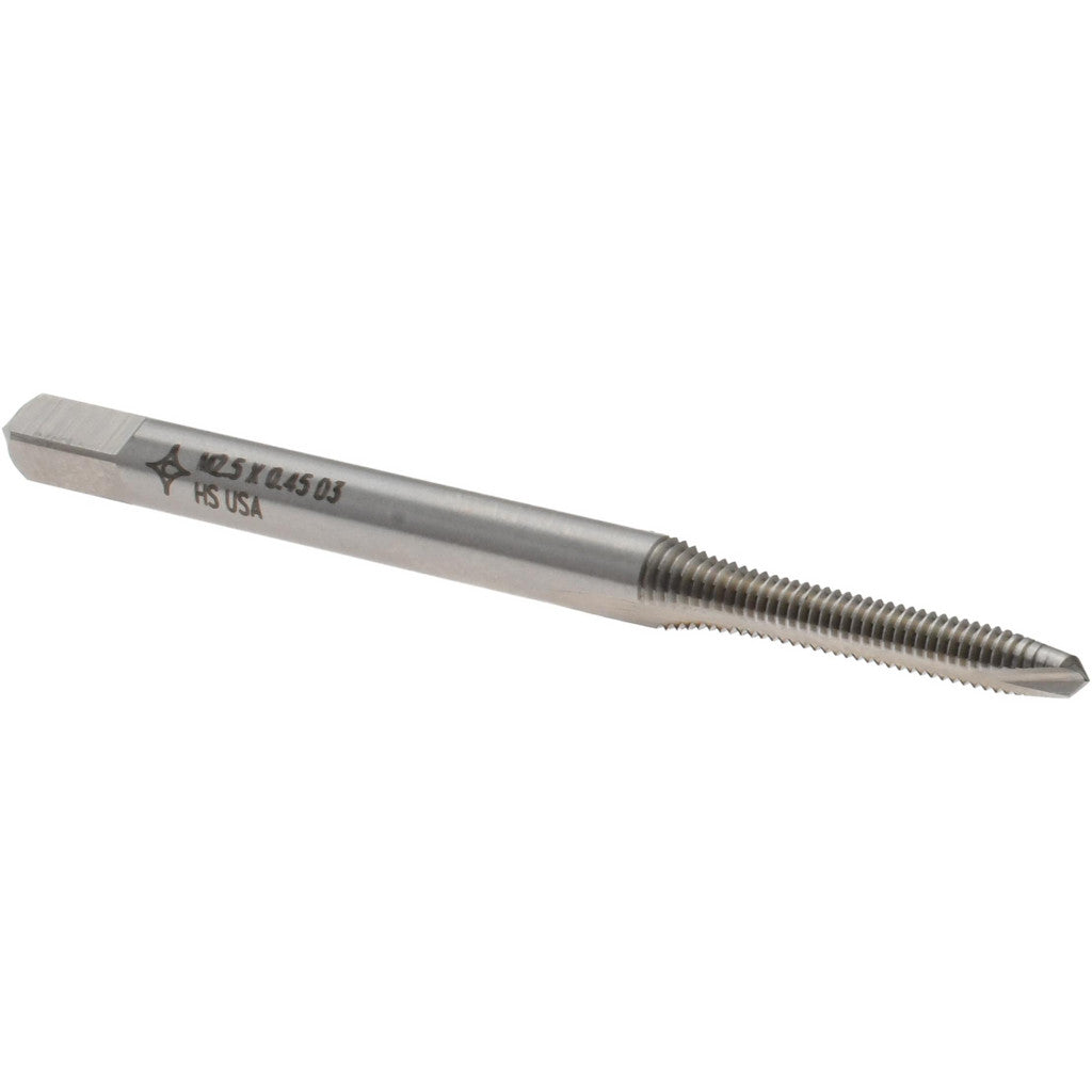 Cleveland C57044 Spiral Point Tap: M2.5 x 0.45, Metric Coarse, 2 Flutes, Plug, 6H, High Speed Steel, Bright Finish