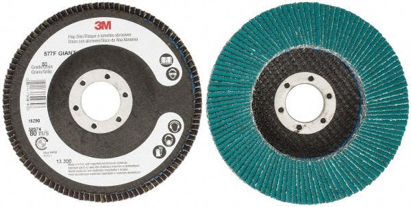 3M 7010308898 Flap Disc: 4-1/2" Dia, 7/8" Hole, Zirconia Alumina, Type 27