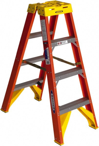 Werner T6204 3 Step Fiberglass Foldable Step Ladder: Type IA 300 lb Capacity 4' Height