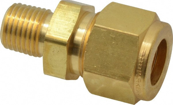 Parker 8MSC4N-B Compression Tube Connector: 1/4" Thread, Compression x MNPT