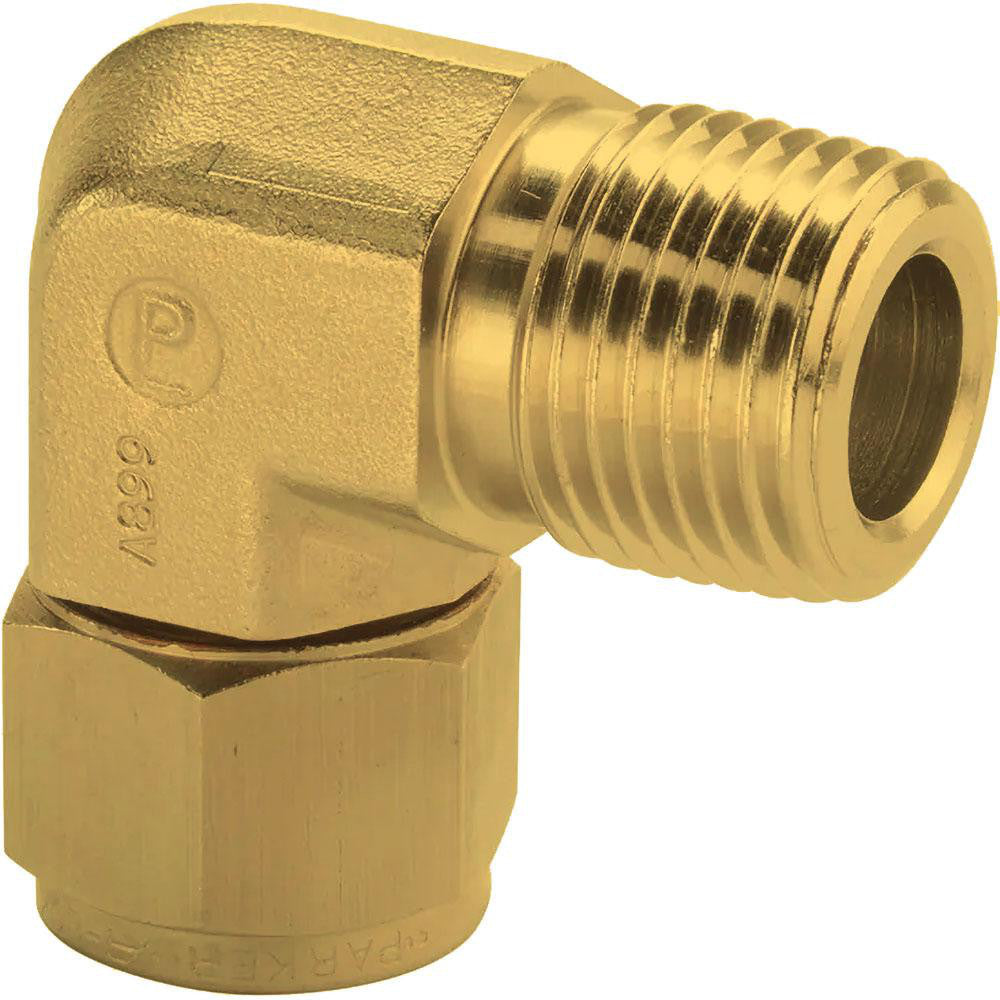 Parker 6MSEL6N-B Compression Tube Male Elbow: 3/8" Thread, Compression x MNPT