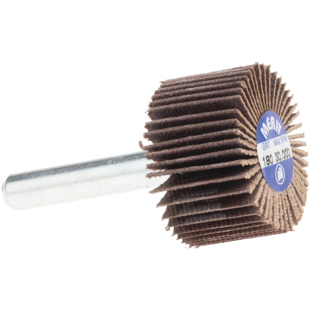 Merit Abrasives 8834131536 Mounted Flap Wheel: 1" Dia, 5/8" Face Width, 180 Grit, Ceramic Alumina