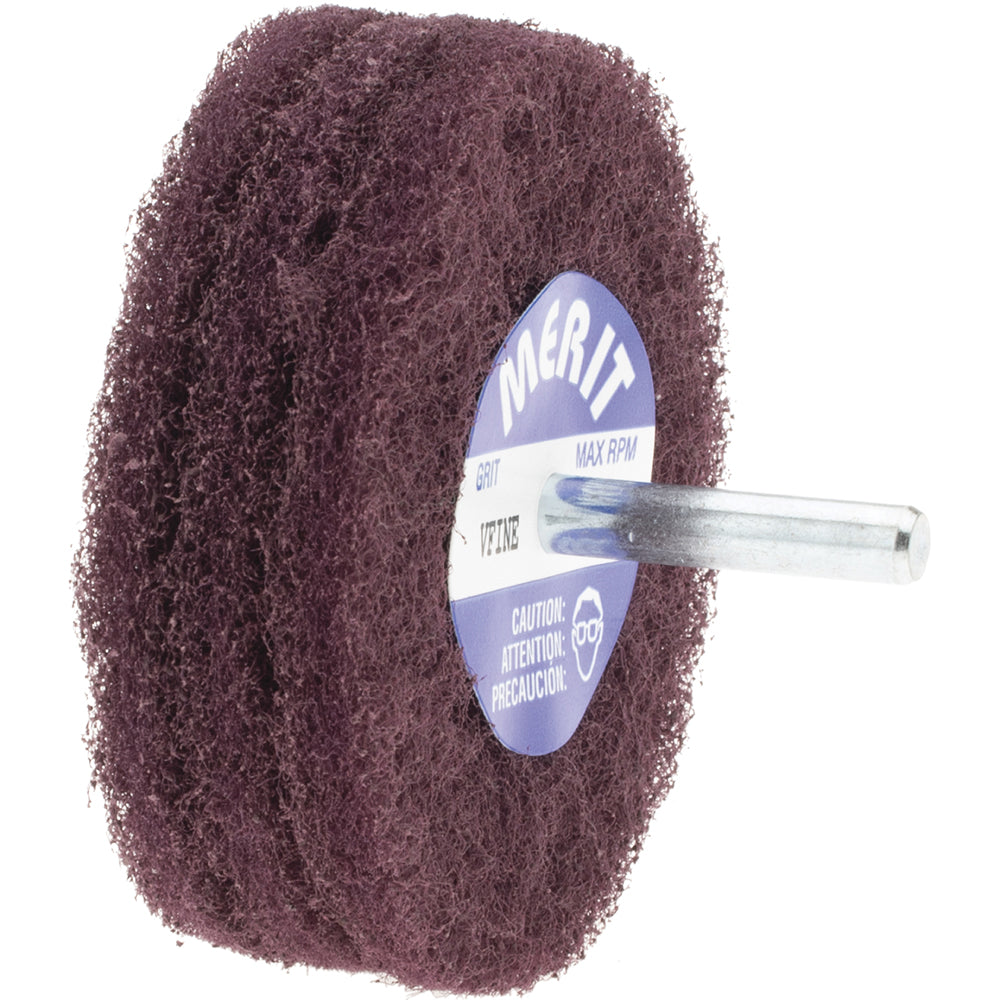 Merit Abrasives 8834131560 Mounted Scrubber Buffing Wheel: 3" Dia, 1/4" Shank Dia