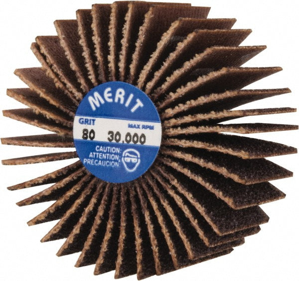 Merit Abrasives 8834132002 Mounted Flap Wheel: 1-3/8" Dia, 5/8" Face Width, 80 Grit, Aluminum Oxide