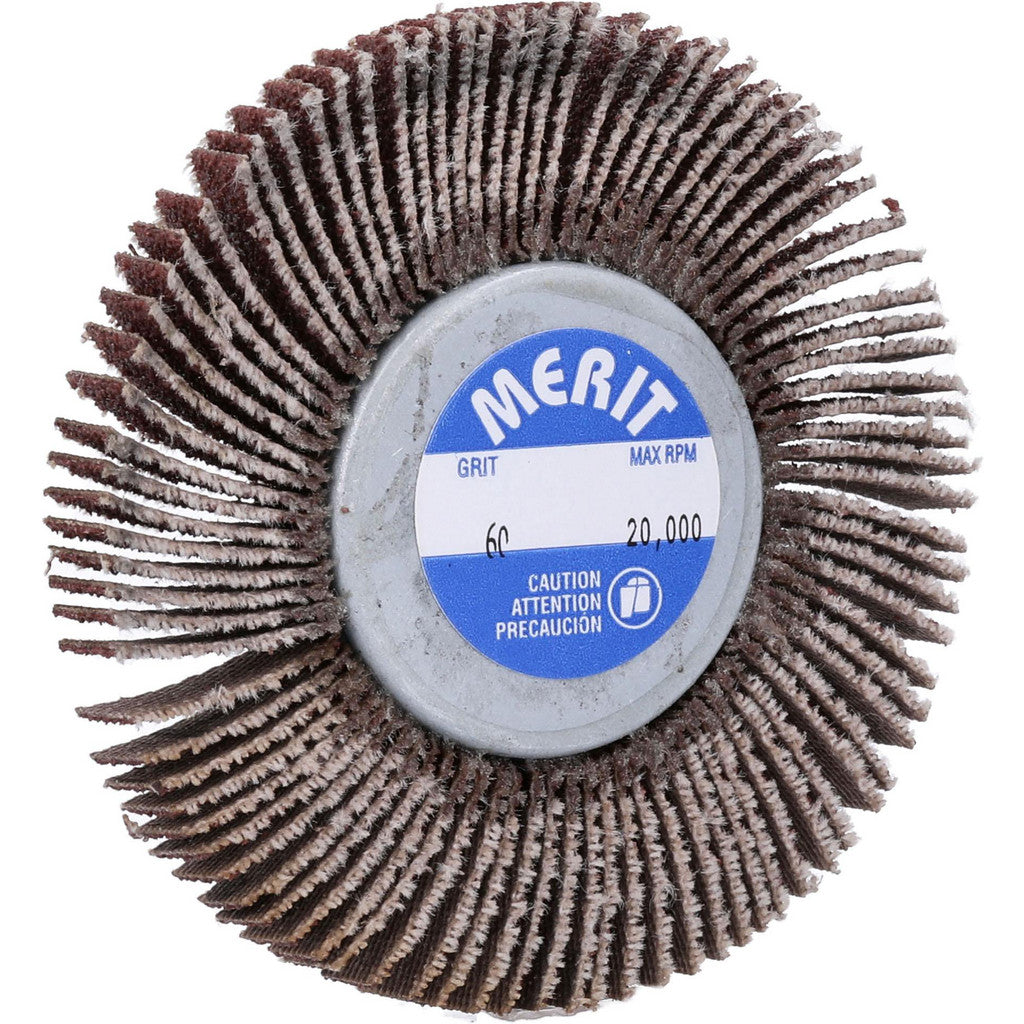 Merit Abrasives 8834134001 Mounted Flap Wheel: 2-1/2" Dia, 1/4" Face Width, 60 Grit, Aluminum Oxide (Pack of 10)