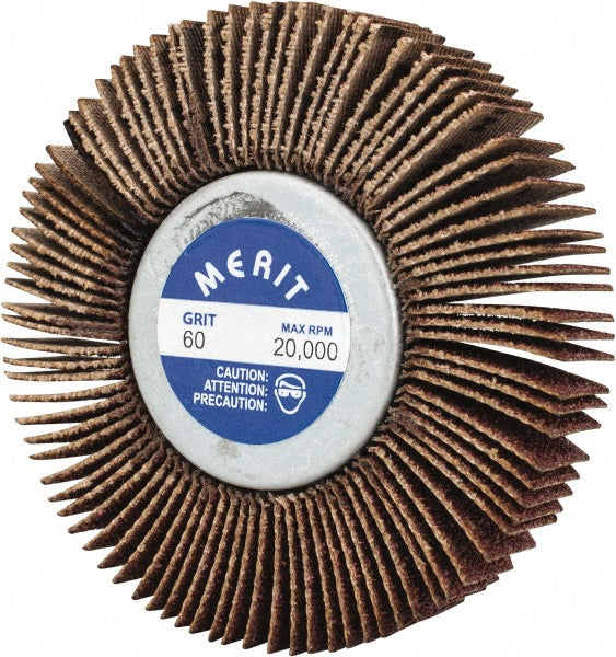 Merit Abrasives 8834134015 Mounted Flap Wheel: 2-1/2" Dia, 1/2" Face Width, 60 Grit, Aluminum Oxide