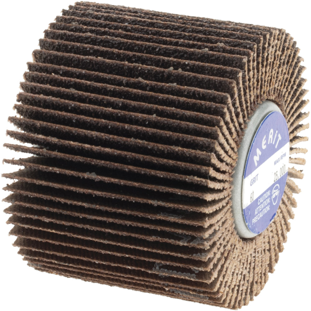 Merit Abrasives 8834135201 Mounted Flap Wheel: 2" Dia, 1-1/2" Face Width, 60 Grit, Aluminum Oxide