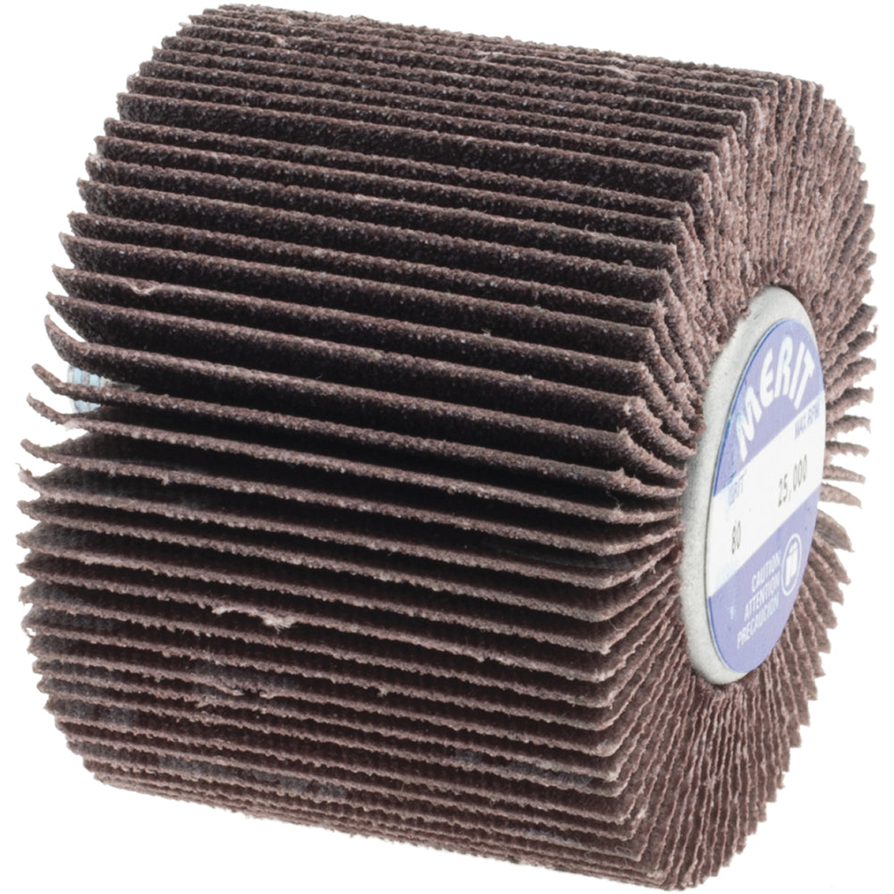 Merit Abrasives 8834135202 Mounted Flap Wheel: 2" Dia, 1-1/2" Face Width, 80 Grit, Aluminum Oxide