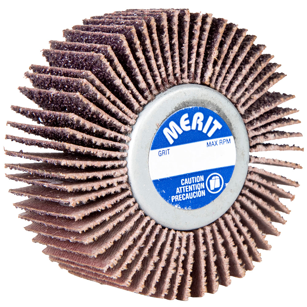 Merit Abrasives 8834135230 Mounted Flap Wheel: 3" Dia, 1" Face Width, 40 Grit, Aluminum Oxide (Pack of 10)
