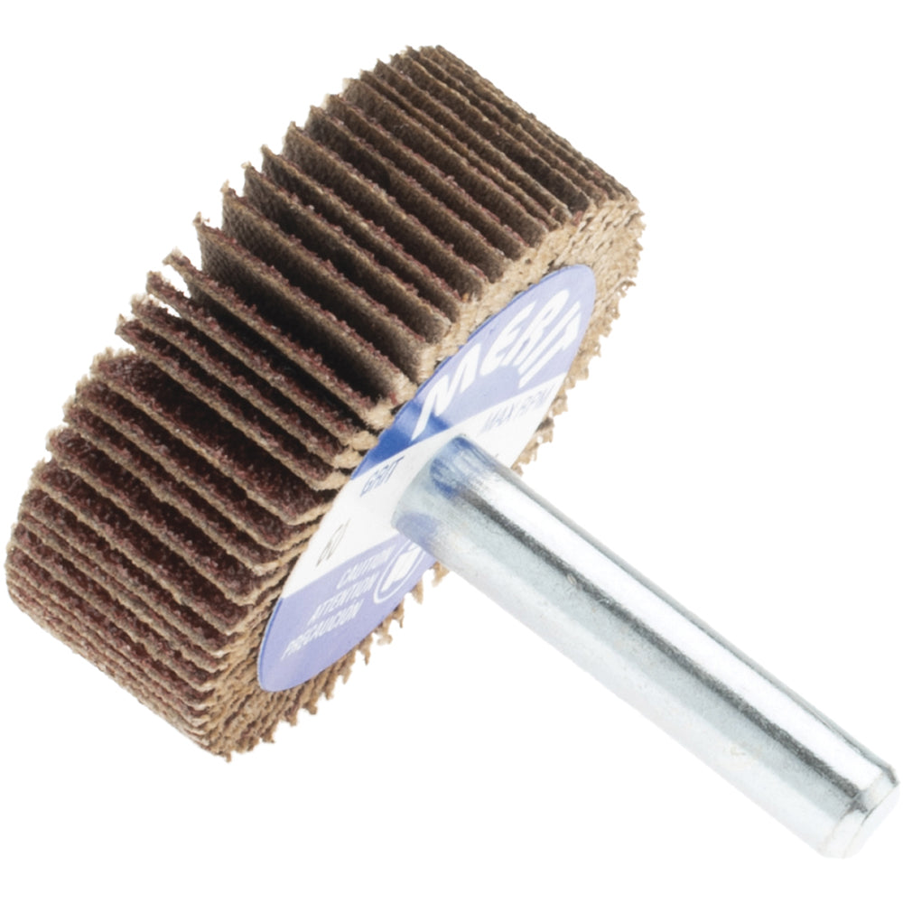 Merit Abrasives 8834137130 Mounted Flap Wheel: 1-1/2" Dia, 1/2" Face Width, 60 Grit, Ceramic Alumina