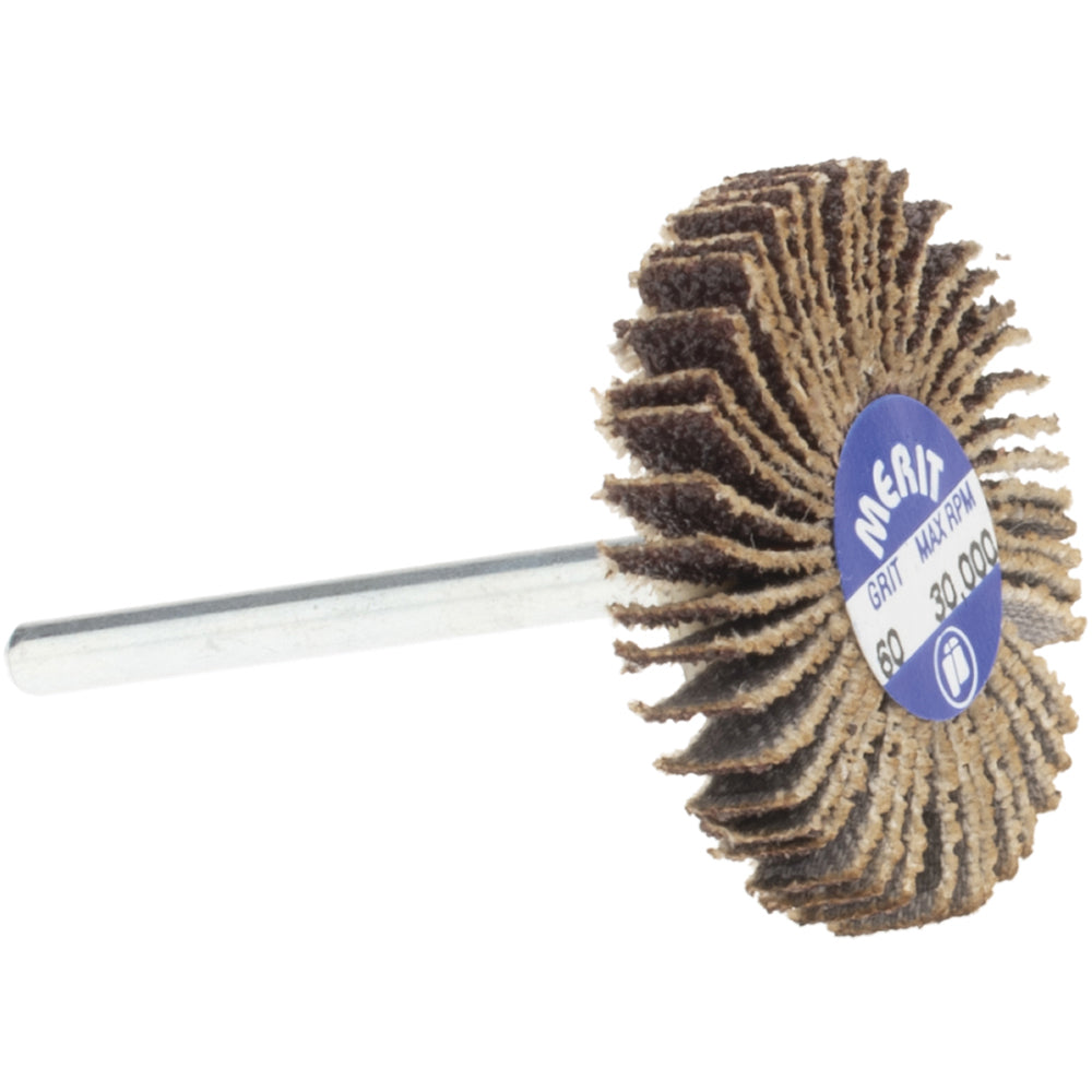Merit Abrasives 8834137508 Mounted Flap Wheel: 1-3/16" Dia, 3/16" Face Width, 60 Grit, Aluminum Oxide (Pack of 10)