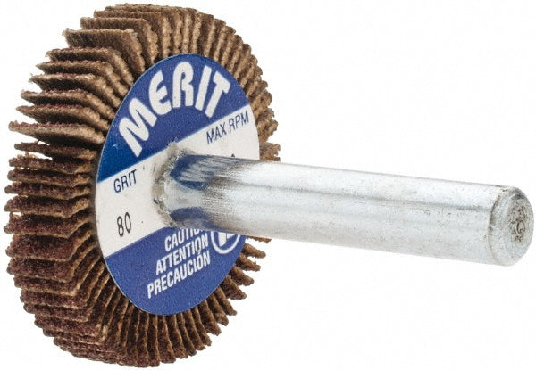 Merit Abrasives 8834137601 Mounted Flap Wheel: 1-3/16" Dia, 1/4" Face Width, 80 Grit, Aluminum Oxide (Pack of 10)