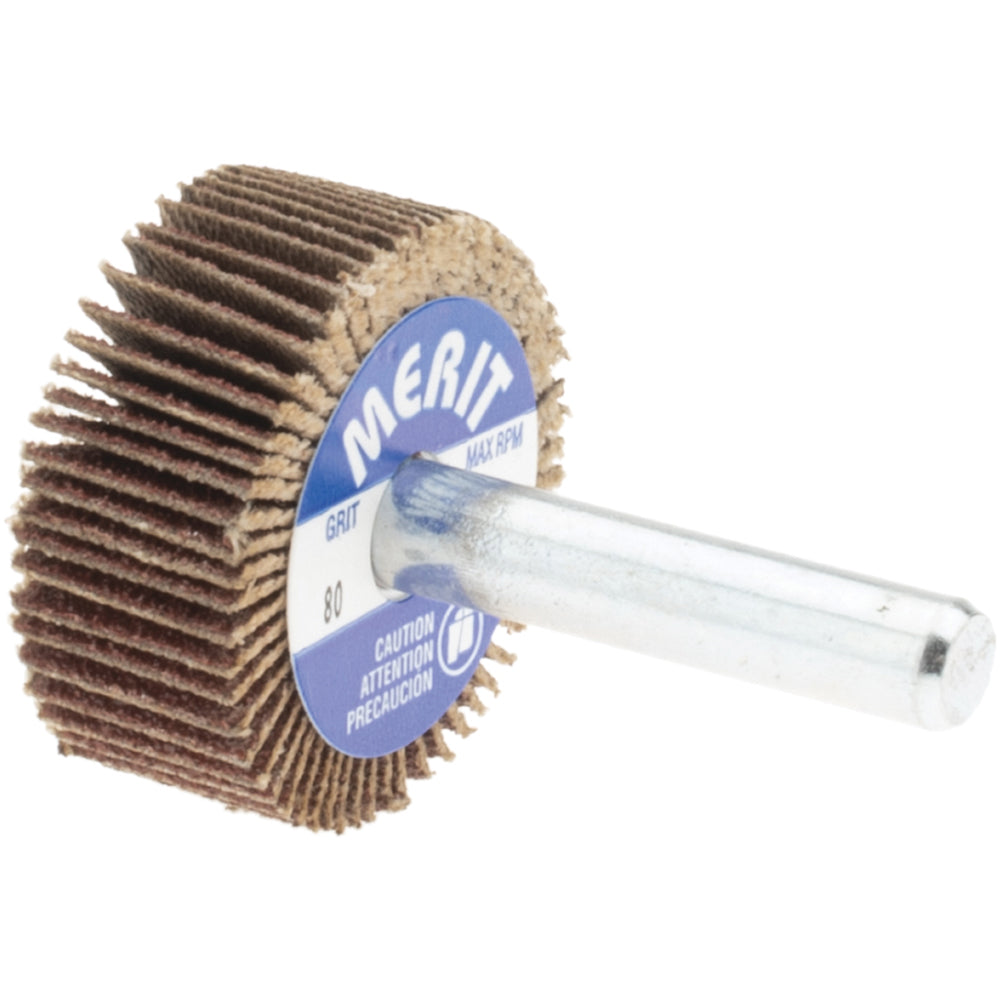 Merit Abrasives 8834137811 Mounted Flap Wheel: 1-3/16" Dia, 1/2" Face Width, 80 Grit, Aluminum Oxide (Pack of 10)