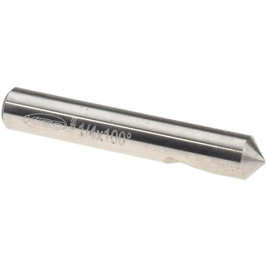 Keo 919-000-077 Countersink: 1/4" Head Dia, 100.00 deg Included Angle, 1 Flute, High-Speed Steel, Right Hand Cut