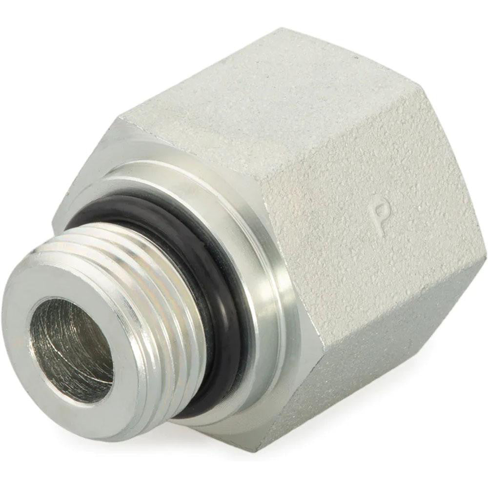 Parker 8-3/8 F5OG-S Industrial Pipe Adapter: 3/8" Female Thread, 3/4-16 Male Thread, Male Straight Thread O-Ring x Female NPTF