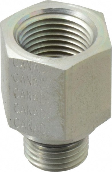 Parker 6-3/8 F5OG-S Industrial Pipe Adapter: 3/8" Female Thread, 9/16-18 Male Thread, Male Straight Thread O-Ring x Female NPTF