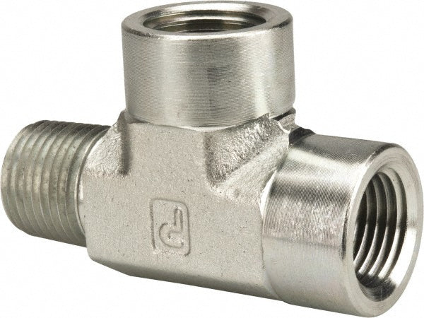 Parker 1/2 MRO-S Industrial Pipe Street Tee: 1/2" Female Thread, 1/2" Male Thread, MNPTF x FNPTF