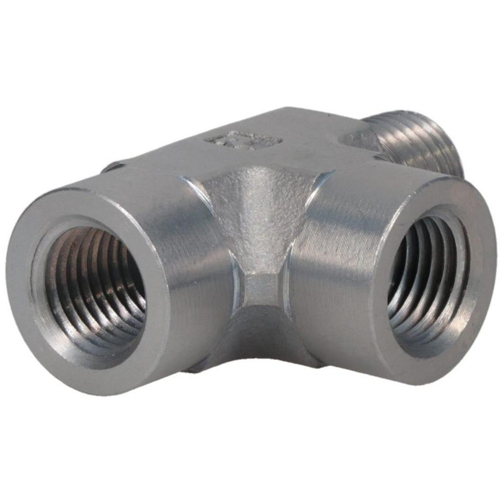 Parker 1/4 MRO-S Industrial Pipe Street Tee: 1/4" Female Thread, 1/4" Male Thread, MNPTF x FNPTF