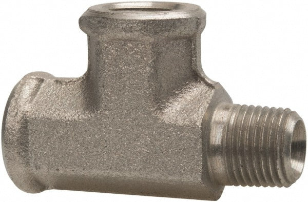 Parker 1/8 MRO-S Industrial Pipe Street Tee: 1/8" Female Thread, 1/8" Male Thread, MNPTF x FNPTF