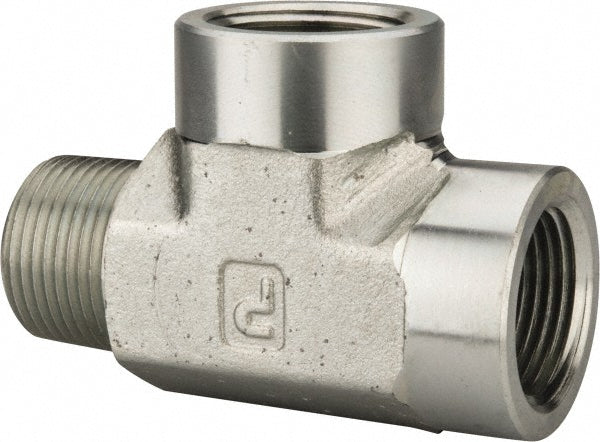 Parker 3/4 MRO-S Industrial Pipe Street Tee: 3/4" Female Thread, 3/4" Male Thread, MNPTF x FNPTF