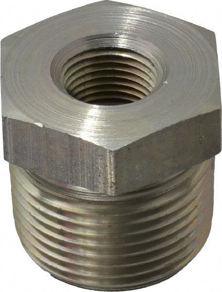 Parker 1 X 3/8 PTR-S Industrial Pipe Bushing: 3/8" Female Thread, 1" Male Thread, MNPTF x FNPTF
