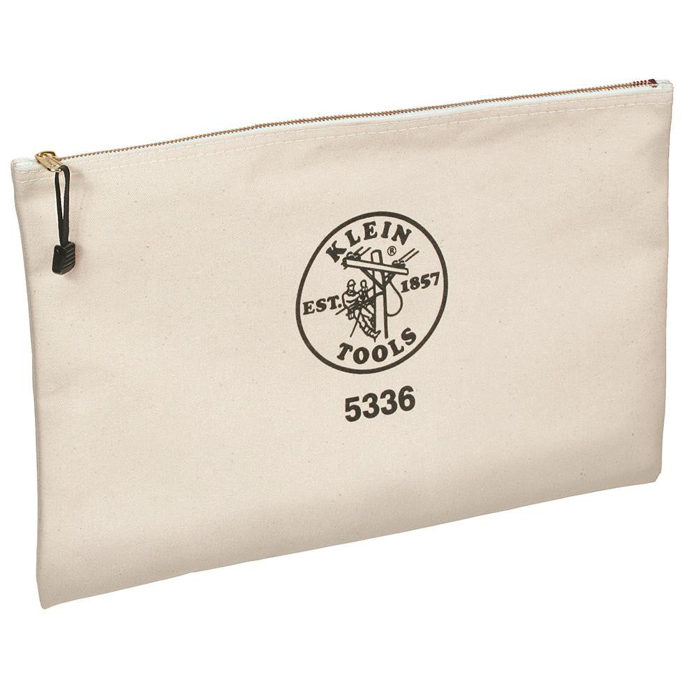 Klein Tools 5336 Zippered Pouch: 1 Pocket, Canvas, White