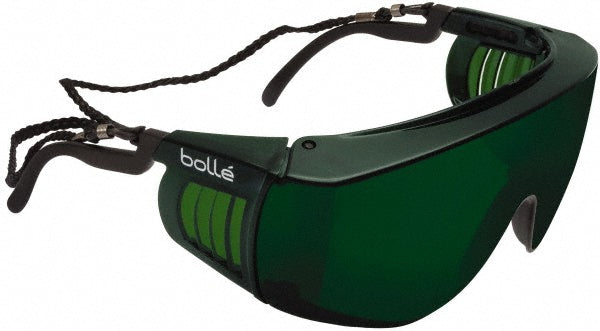 bolle SAFETY 40056 Safety Glass: Scratch-Resistant, Polycarbonate, Green Lenses, Full-Framed