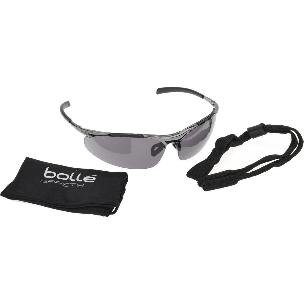 bolle SAFETY 40050 Safety Glass: Anti-Fog & Scratch-Resistant, Smoke Lenses, Full-Framed