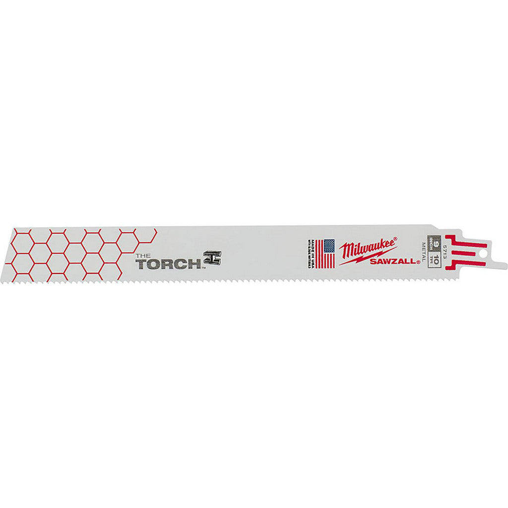 Milwaukee Tool 48-00-8713 9" 10 TPI TORCH SAWZALL Blade for Thick Metal, 25-Pack