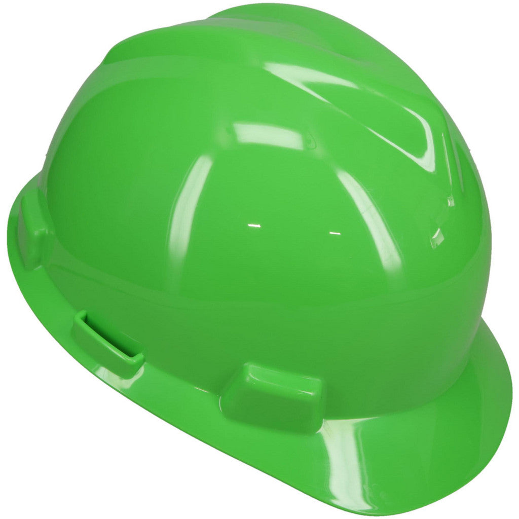 MSA 815565 Hard Hat: Impact Resistant, V-Gard Slotted Cap, Type 1, Class E, 4-Point Suspension