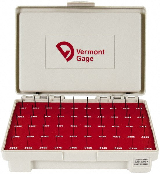 Vermont Gage 901300200 Class ZZ Plug Gage Set: 0.0115 to 0.0605" Range, 50 Pc