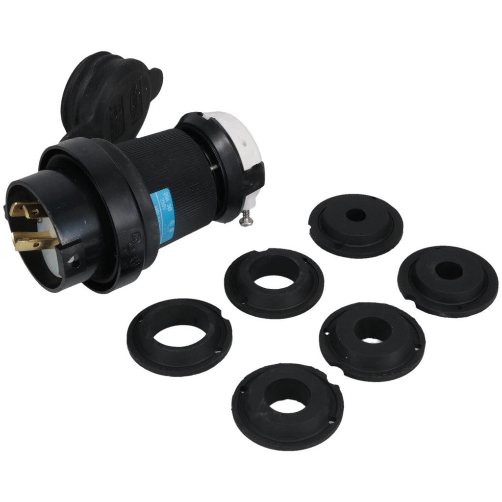 Hubbell Wiring Device-Kellems HBL2421SW Locking Inlet: Plug, Industrial, L15-20P, 250V, Black & White