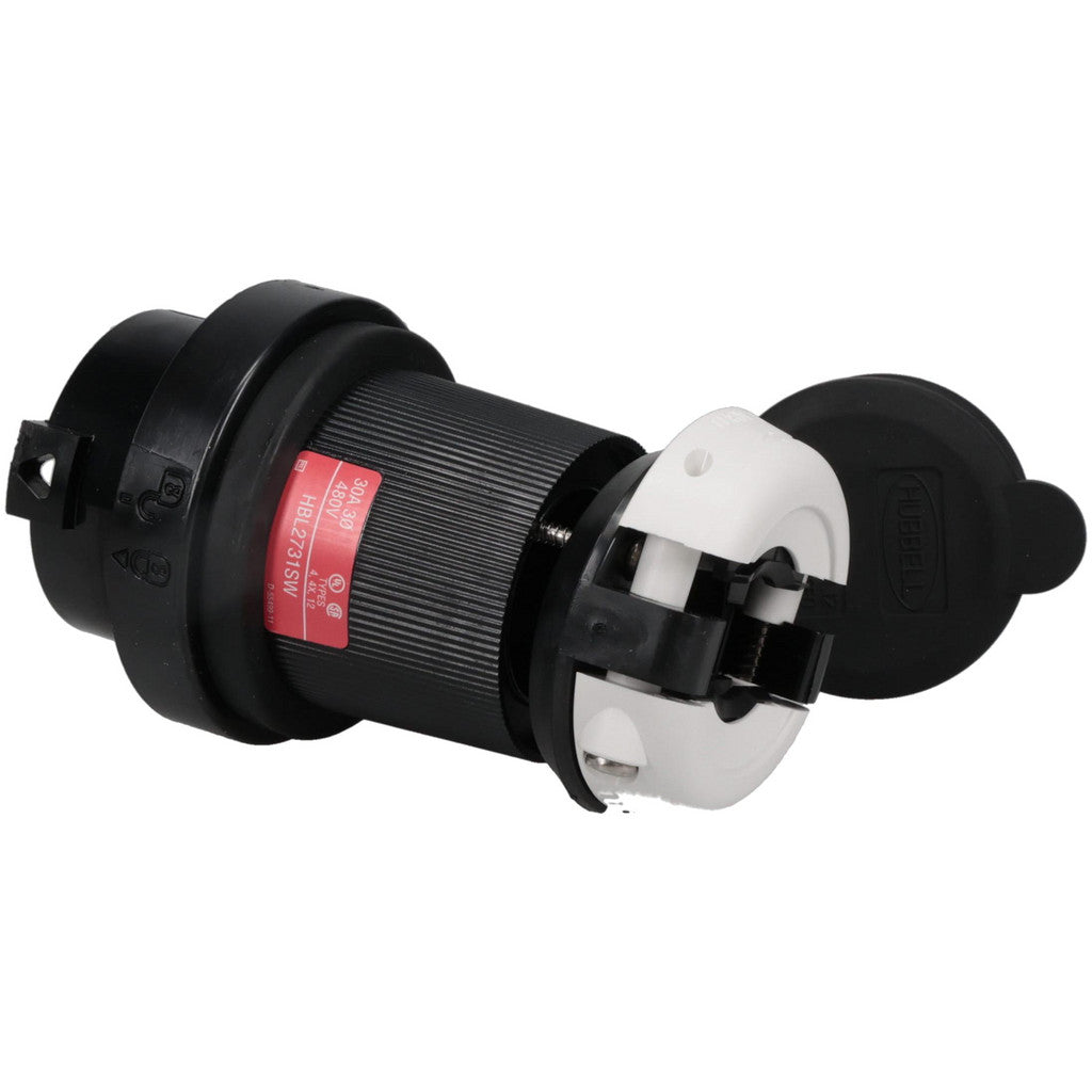Hubbell Wiring Device-Kellems HBL2731SW Locking Inlet: Plug, Industrial, L16-30P, 480V, Black & White