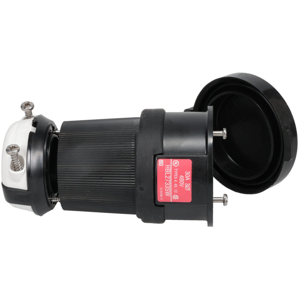 Hubbell Wiring Device-Kellems HBL2733SW Locking Inlet: Connector, Industrial, L16-30R, 480V, Black & White