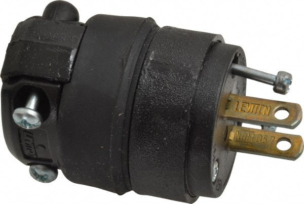 Leviton 115PR Straight Blade Plug: Residential, 1-15P, 125VAC, Black