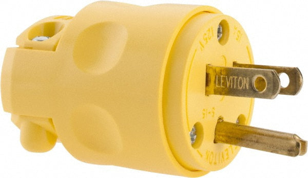 Leviton 515PV Straight Blade Plug: Residential, 5-15P, 125VAC, Yellow