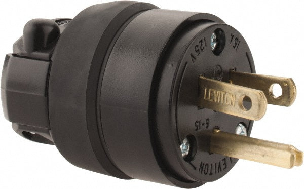 Leviton 515PR Straight Blade Plug: Residential, 5-15P, 125VAC, Black