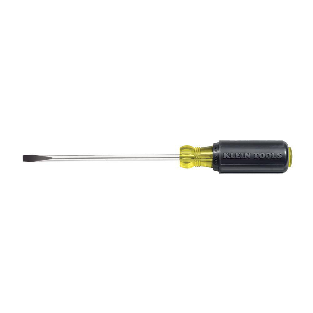 Klein Tools 605-8 Slotted Screwdriver: 1/4" Width, 12-11/32" OAL, 8" Blade Length
