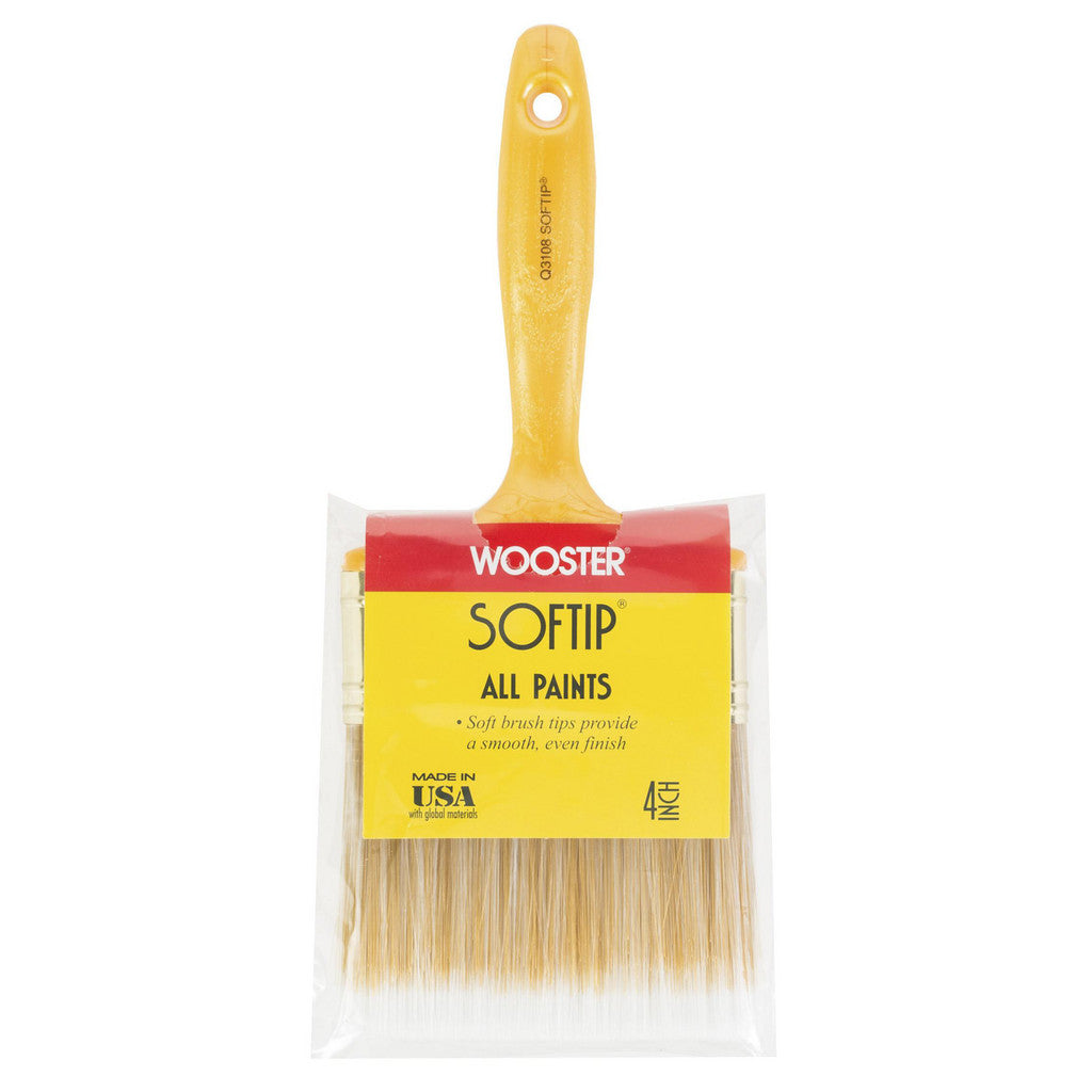 Wooster Brush Q3108-4 Paint Brush: 4" Wide, Synthetic, Synthetic Bristle (Pack of 6)