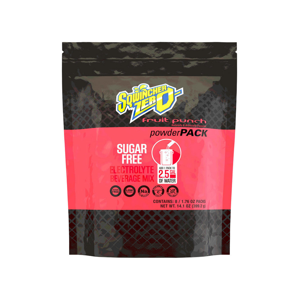 Sqwincher Sports Drink: 1.76 oz Packet, Fruit Punch, Powder, Yields 2.50 gal - 159016803