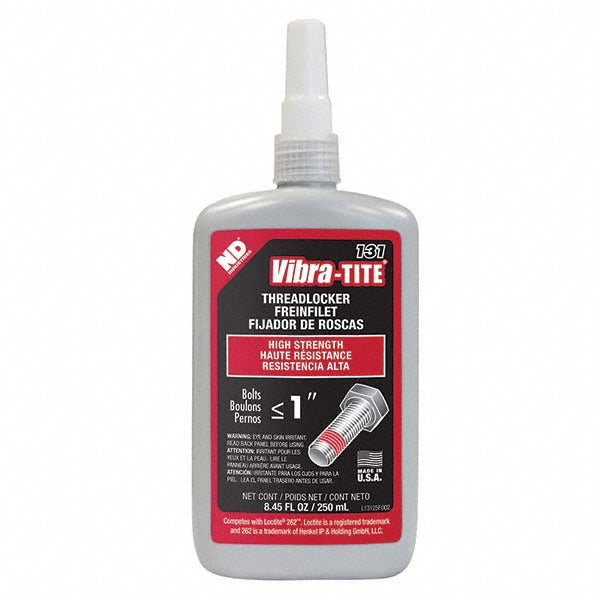 Vibra-Tite 13125 Threadlocker: Red, Liquid, 250 mL, Bottle