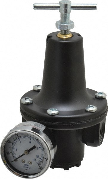 Parker R119-04CG Compressed Air Regulator: 1/2" NPT, 300 Max psi, Heavy-Duty T-Handle