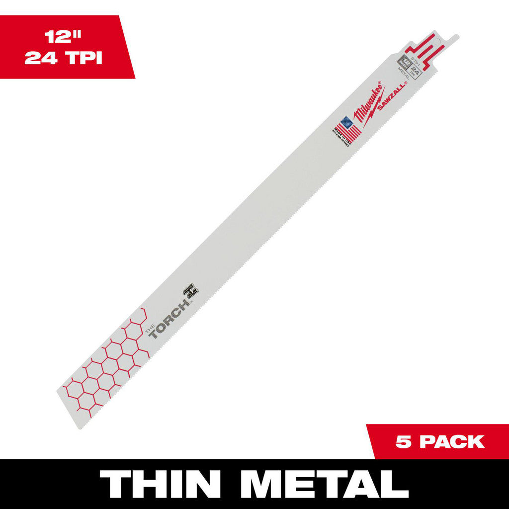 Milwaukee Tool 48-00-5791 Reciprocating Saw Blades; Blade Material: Stainless Steel; Teeth Per Inch: 24; Profile Shape: Straight; Shank Type: Universal; Cutting Edge Style: Toothed; Tooth Material: High Speed Steel
