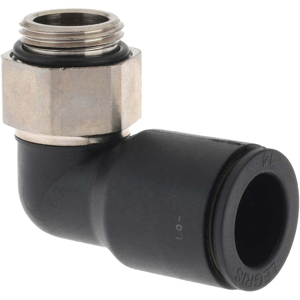 Legris 3199 14 17 Push-to-Connect 90 deg Elbow: BSPP, 14 mm Tube OD