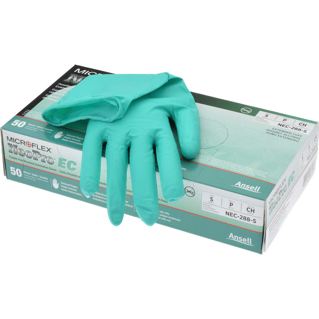 Ansell NEC-288-S Disposable Gloves: Series Microflex Neopro, Size Small, 6.3 mil, Neoprene, Chemical-Resistant, Powder-Free
