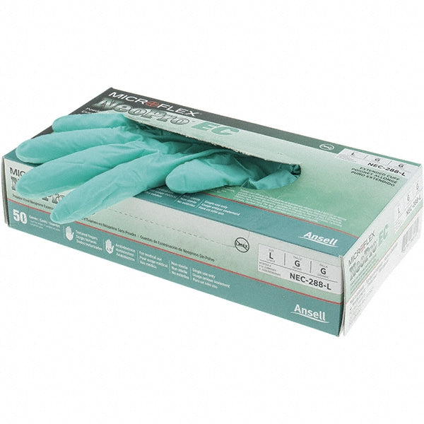 Ansell NEC-288-L Disposable Gloves: Series Microflex Neopro, Size Large, 6.3 mil, Neoprene, Chemical-Resistant, Powder-Free